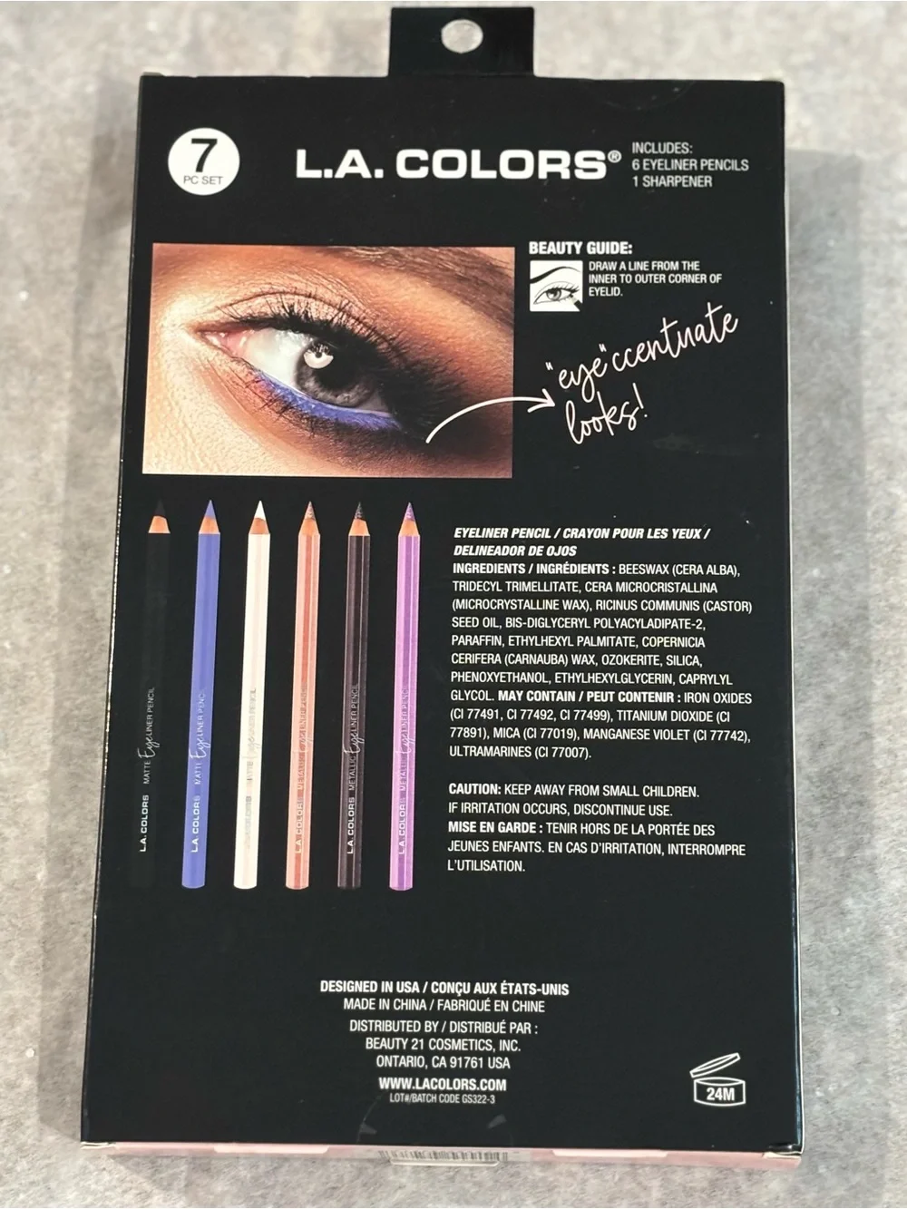 L.A. COLORS Accentuate Eyeliner Pencil Set — Multicolor (7 pc)